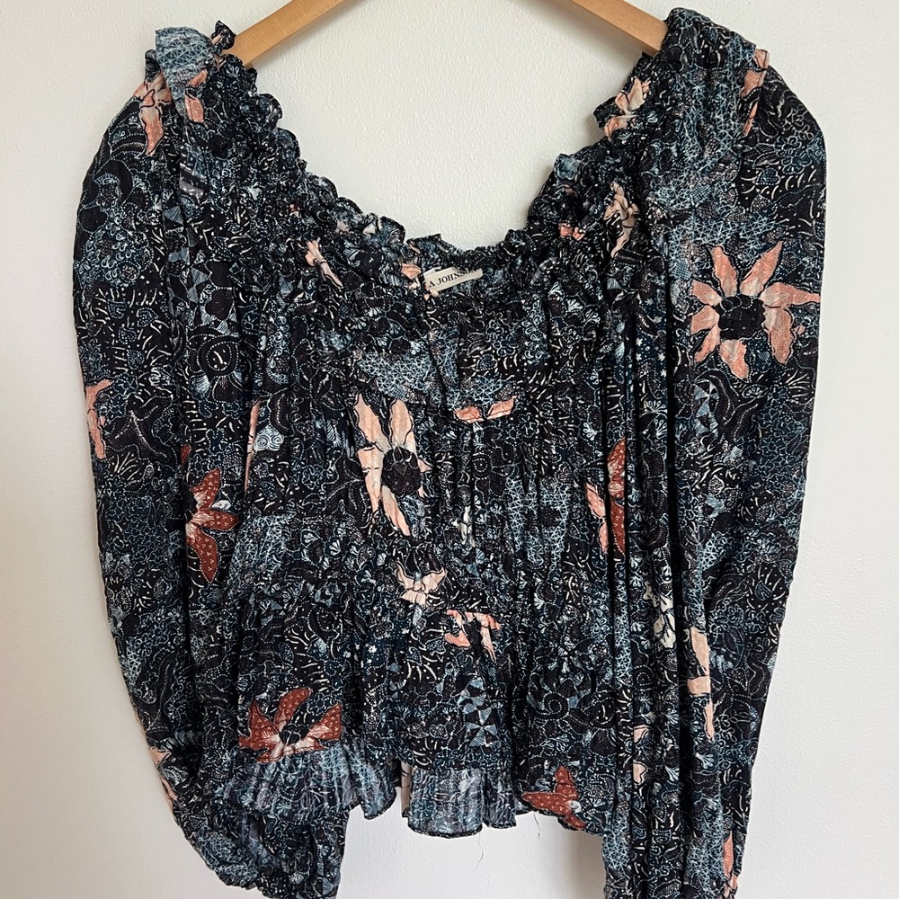 Ulla Johnson Pink and Orange Ruffled Blouse
